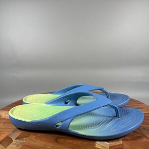 Crocs Kadee II Flip Flops Womens 6 Blue Green Ombre Beach Sandals 202492